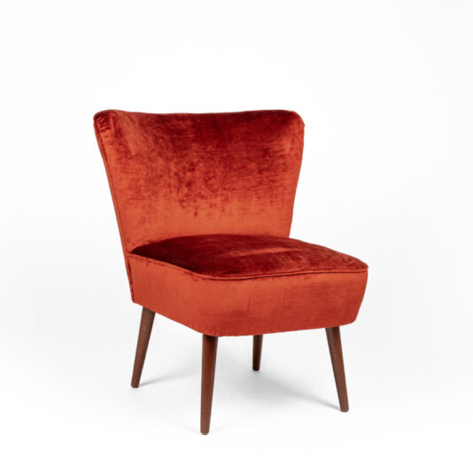 RELOVED ARMCHAIR BRONZ ORANGE CUP OF TEA VINTAGE CHAIR VELVET